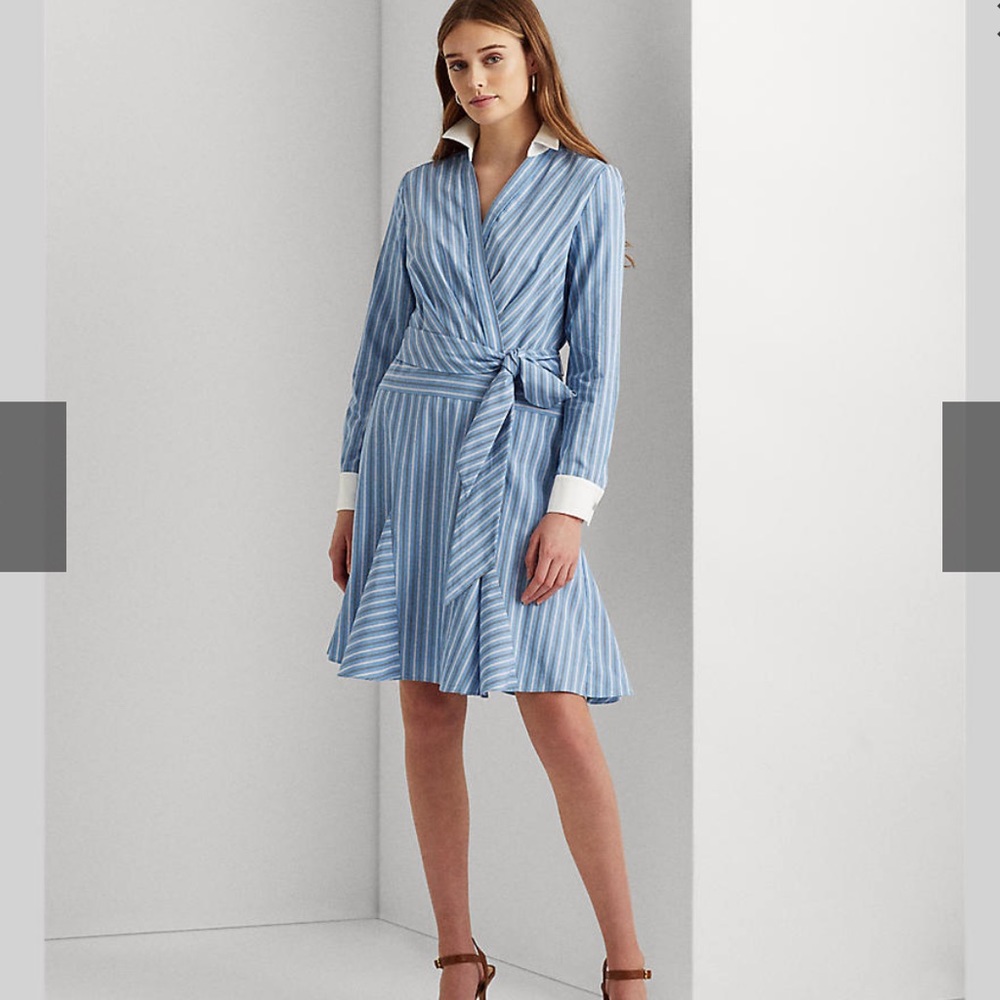 Lauren Ralph Lauren inez wrap-around pinstripe petite dress